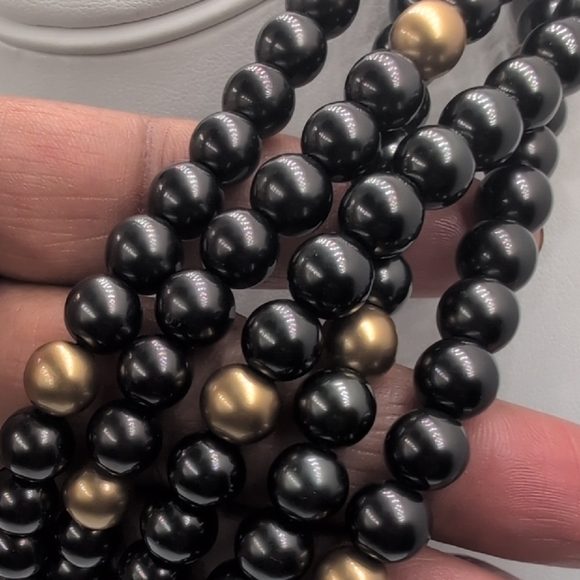 Stunning LRL Black, Gunmetal & Gold Bead Layered Statement Necklace - Picture 7 of 7